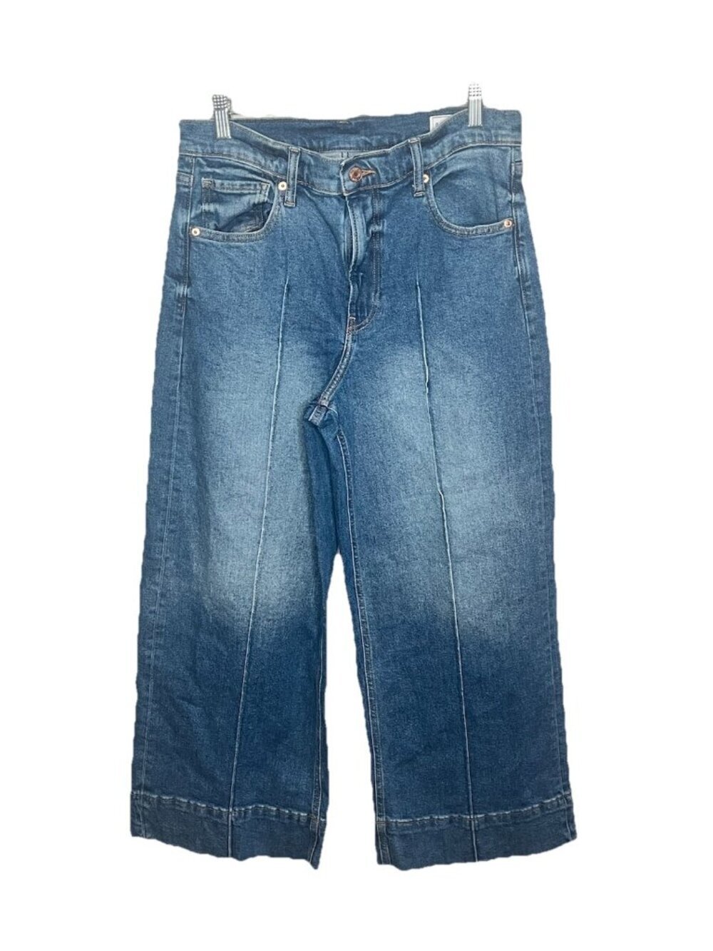Gap High Rise Stride Ankle Wide Leg Jeans 30 Medium Wash Pintuck Casual Chic